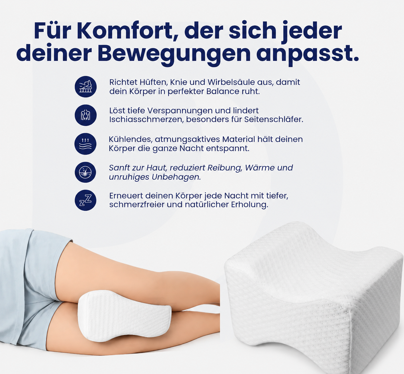 NapDreem Kniekissen - Für tieferen und entspannten Schlaf